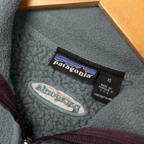 Vintage Patagonia Anorak 1/4 Zip Synchilla Fleece Cyan Blue XS - Picture 3 of 7